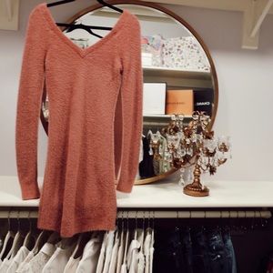 Pink Fuzzy Wide Shoulder Midi